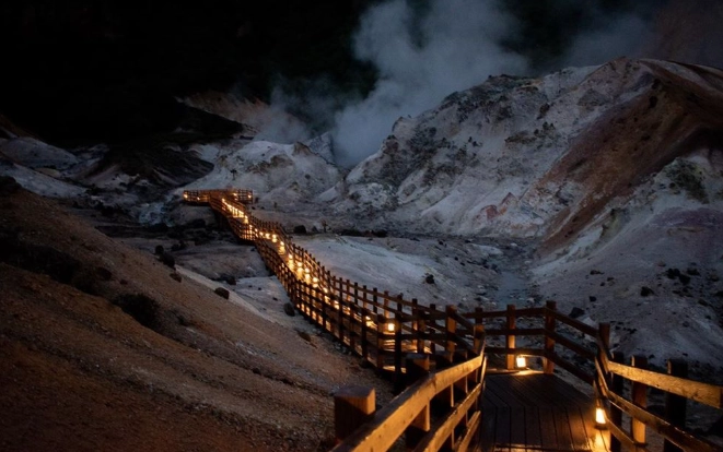 登別地獄谷夜景 登別地獄谷夜景